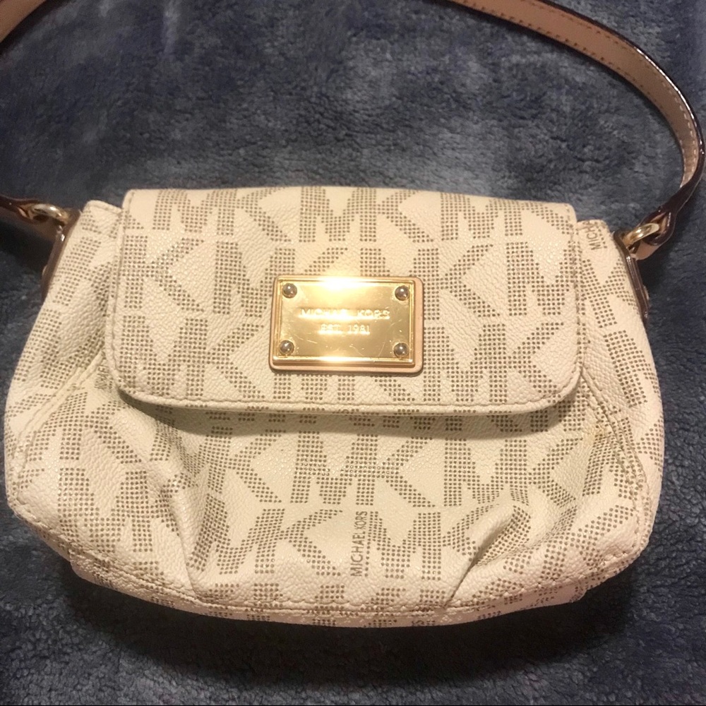 Cream and Taupe Michael Kors Crossbody